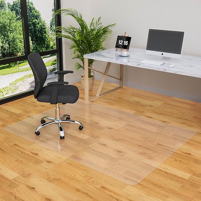 Large Office Chair Mat for Hardwood Floor- 46" x 72" Clear Computer Desk Chair Mat for Hard Wood/Tile Floors, Easy Glide Plastic Mat for Under Office Chairs on Hardwood for Work & Home