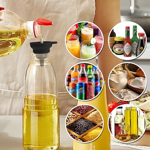 Kitchen Funnel Set, Food Grade Foldable Small and Large Funnel, Silicone Collapsible Funnels, Flexible Funnels for Kitchen Use Filling Bottles Liquid Powder Transfer Kitchen Gadgets Accessories, 4PCS