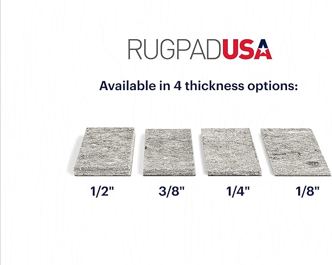 RUGPADUSA - Dual Surface - 3'x5' - 1/2" Thick - Felt + Rubber - Non-Slip Backing Rug Pad - Adds Comfort and Protection - for Hard Surface Floors