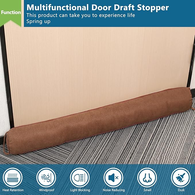 Triangle Under Door Draft Stopper 36 inch Weighted Draft Blocker Bottom Seal Noise Air Guard for Doors and Windows, Brown