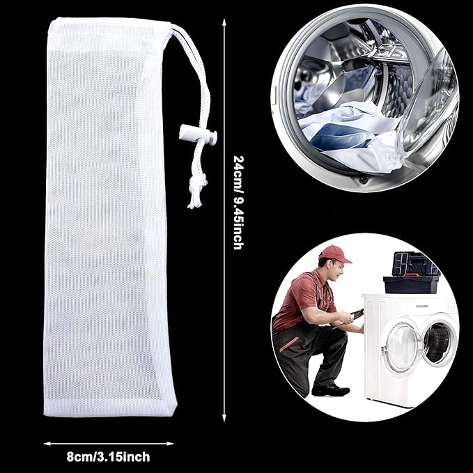 Lint Traps Catcher for Washing Machine Nylon Mesh Lint Traps for Home Laundry Washing Machine Drain Systems Discharge Hoses Filter, 9.4 x 3.1 Inch (6 Pieces)