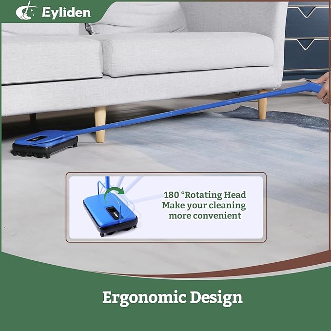 Eyliden Carpet Sweeper, Mini Size Lightweight Hand Push - No Noise, Non-Electric, Easy Manual Sweeping Only for Carpet Cleaning (Blue)