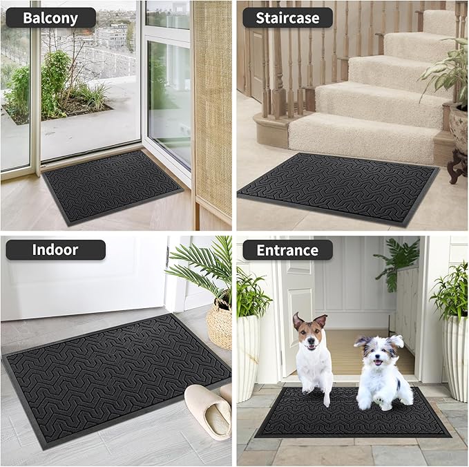 Yimobra Extra Large Door Mat Outside Entrance 60x32, Waterproof Heavy Duty Outdoor Mats for Front Door, Non Slip Rubber Entry Mat for Garage Patio, Easy Clean, Black