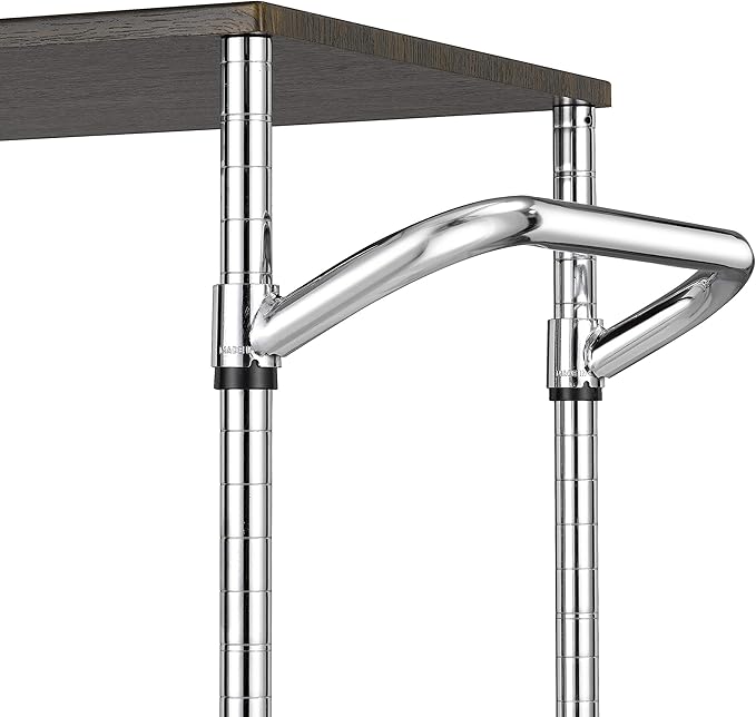 Finnhomy 3 Tier Heavy Duty Commercial Grade Utility Cart with Wood Top, Wire Rolling Cart with Handle Bar, Steel Service Cart with Wheels, Utility Shelf Food Storage Trolley, NSF Listed