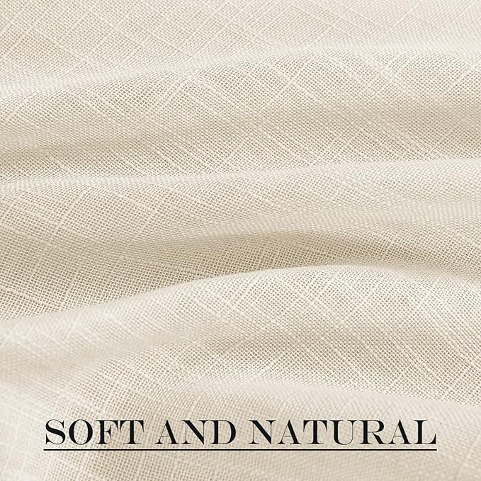 NICETOWN Privacy Door Curtain - Linen Textured French Front Door Curtain Semi Sheer Panel Tieback for Kitchen (52 inches W x 72 inches L, Beige, 1 Panel)