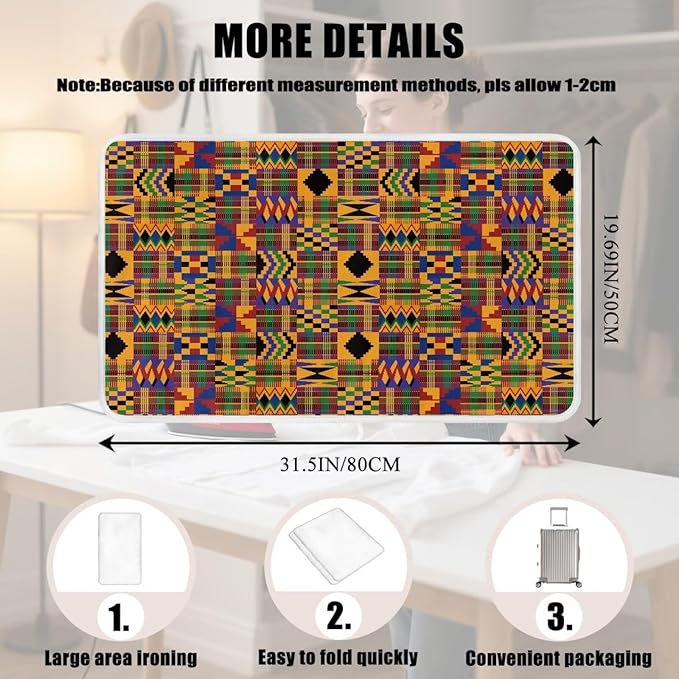 Ironing Mat Pad for Table Portable Travel Iron Blanket African Print Ironing Board Covers Tribal Pressing Mat Heat Press Pads 32x16 Inches,Yellow