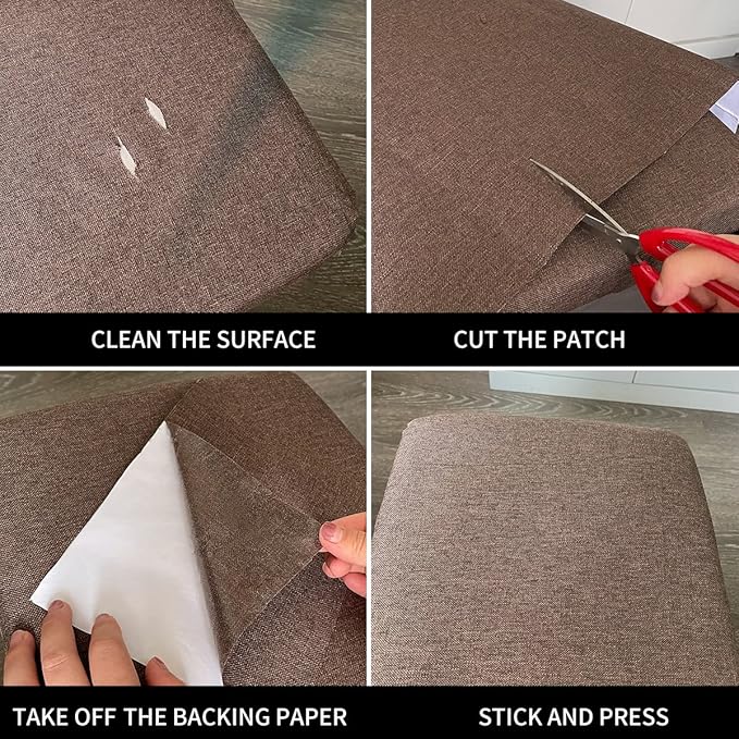 Fabric Repair Patches, 17X79 Inch Linen Repair Tape Self-Adhesive Fabric Patches Durable, DIY Large Linen Tape for Sofa, Couches, Furniture, Chair, Clothing (17X79 Inch, Blue Grey)