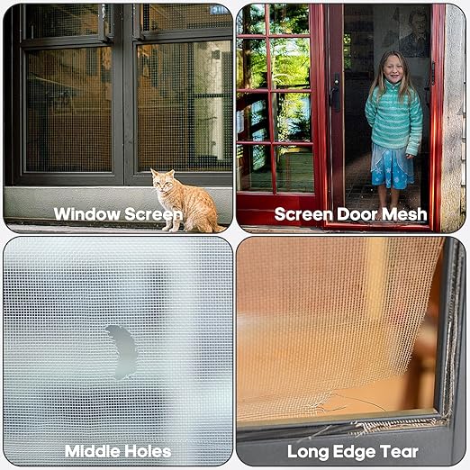 14 Sheets Window Screen Patches Repair Kit, Black 3 Sizes Window Screen Repair Kit for Mesh Screen Door, Strong Adhesive Fiberglass Quick Screen Repair Tape