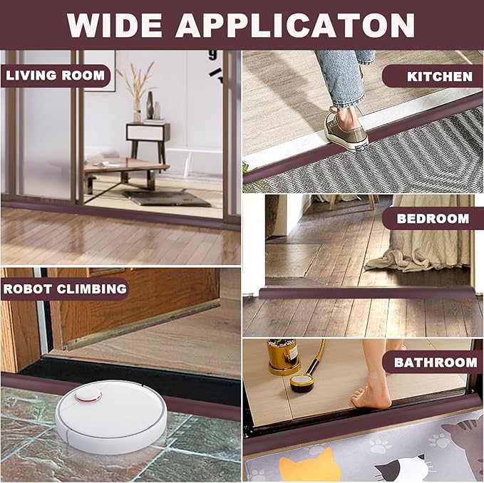 Vinyl Door Threshold Flooring Transition Strip Self Adhesive Carpet Edging Strip for Laminate Doorway Edge Threshold from 1/5" to 2/5" (Coffee, 10 Ft)