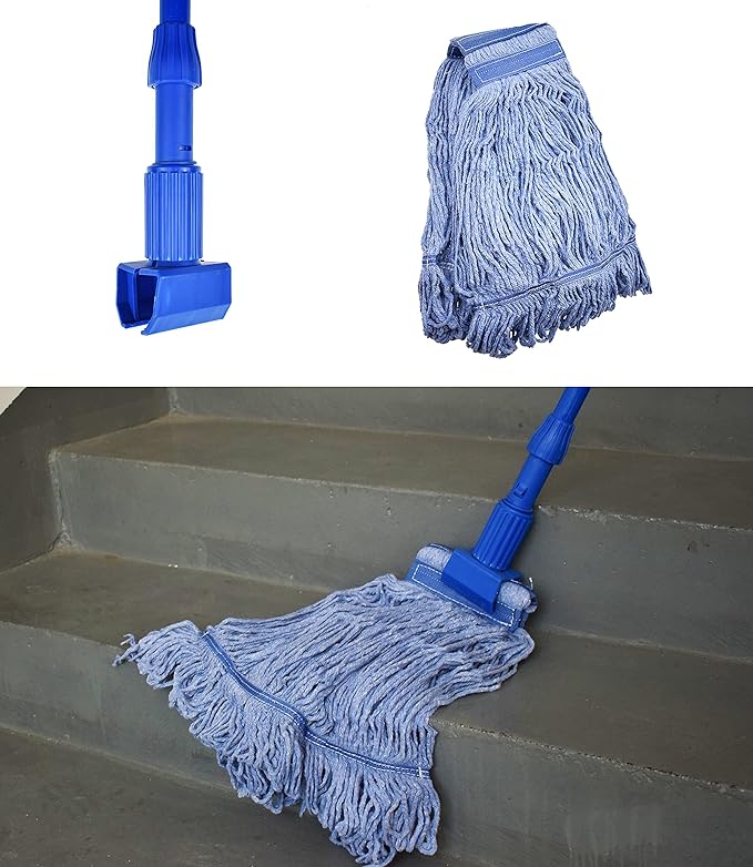 Mop Head Replacement Commercial Heavy Duty String Blue Wet Mop Heads for 3 Typs Commercial Mop Handle(6,Large,Weight 23oz)