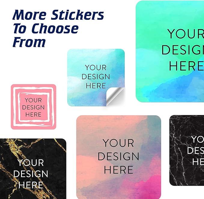 100 Custom Vinyl Stickers - Upload Your own Image, Text, Design, Logo - Personalized Logo Labels for Handmade, Packaging, Bottle, Jars, Candle, Brand Stickers (Sky Blue, 1.5x1.5 Square)