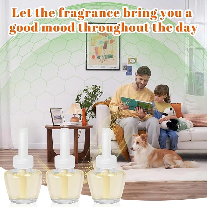 Plug-in Air Freshener Refills - Hawaiian Jasmine Cotton Scented Essential Oil Refills 6 Count Long-Lasting Fragrance - For Room and Bathroom, Compatible with Air Wick,Compatible with Glade