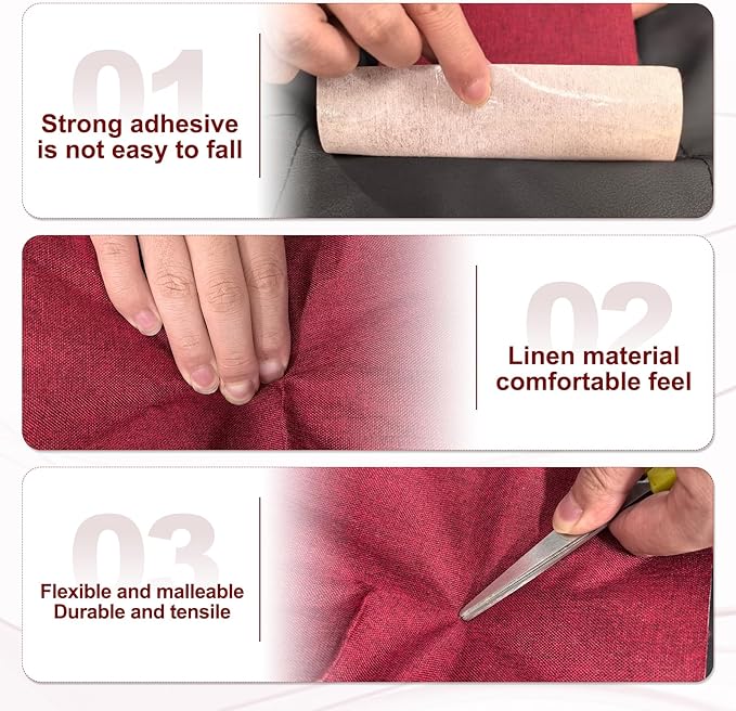 PATIKIL 70x4.4 Inch Linen Repair Tape, Repair Fabric Patch Self Adhesive Couch Patch Line Repair Patch for Furniture Sofa Car Seats Office Chairs, Apricot White