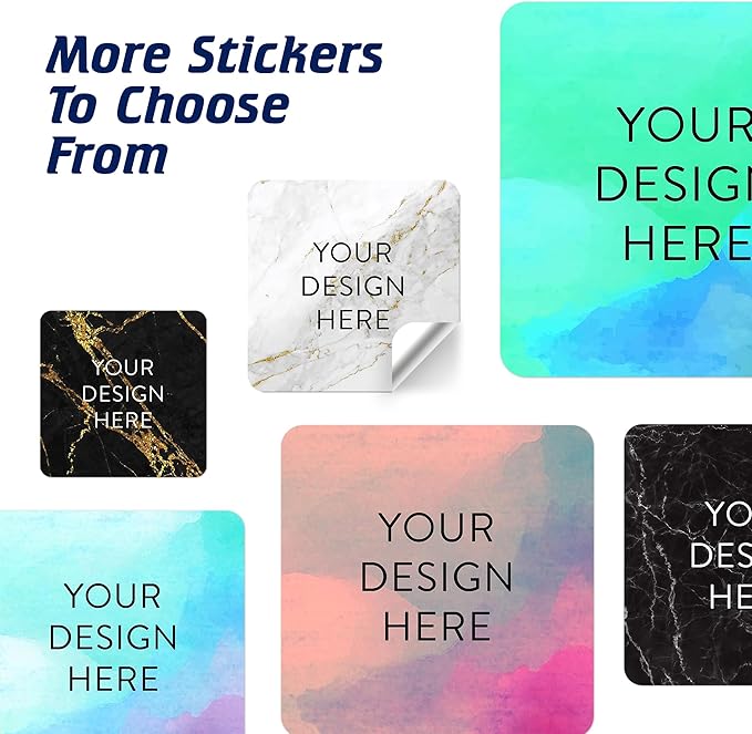 100 Custom Vinyl Stickers - Upload Your own Image, Text, Design, Logo - Personalized Logo Labels for Handmade, Packaging, Bottle, Jars, Candle, Brand Stickers (Gold Marble, 2x2 Square)
