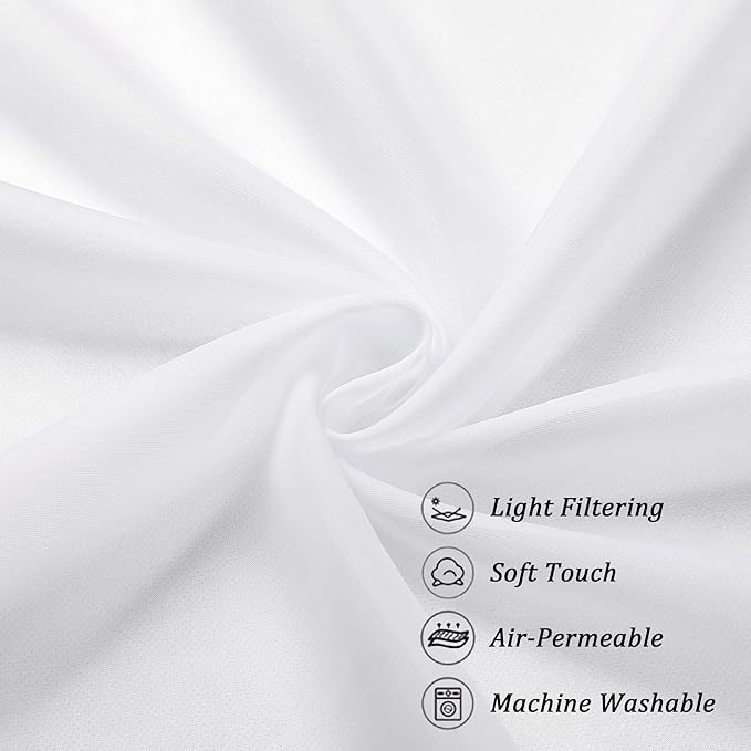 Chyhomenyc Extra Long White Sheer Curtains 144 inch 2 Panels Set, Translucent Backdrop Window Scarf Drapes for Canopy Bed/Wedding/Living Room/Anniversary, 12FT Length, Each 42Wx144L in, 2PCS, White
