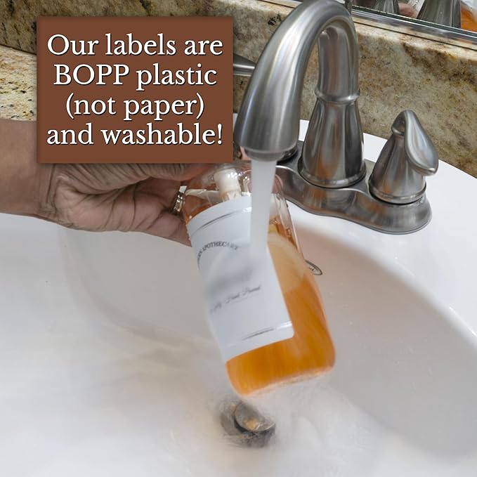 Clear Refillable Shampoo, Conditioner, and Body Wash Bottles - PET Plastic Shampoo Bottles Refillable with Oil Rubbed Bronze Pump - Waterproof Labels - 16 oz, 3 Pack