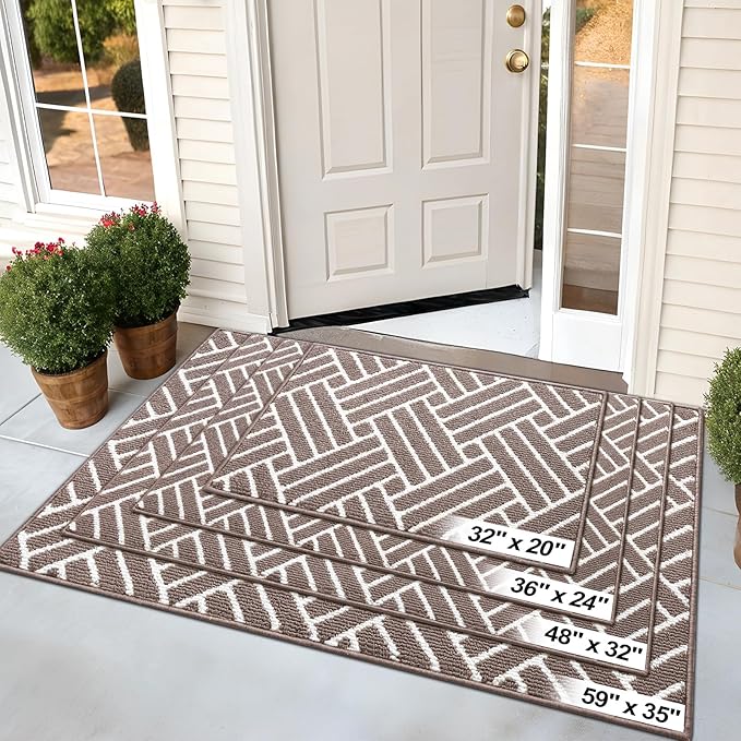 OLANLY Runner Indoor Door Mat, 70x23 Inch, Dirt Resistant and Absorbent, Non-Slip Rubber Backing Floor Mats, Easy Clean Low-Profile Doormat for Entryway, Front Door, and Inside Entrance, Brown