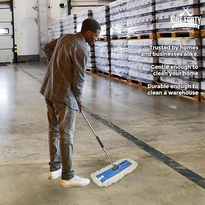 Nine Forty Industrial-Grade 24x5 Cotton Dust Mop Head Refills, Perfect Replacement for Busy Home, Gym, Industrial and Commercial Spaces, Heavy-Duty Mop for Janitorial & Housekeeping Needs - 2 Pack