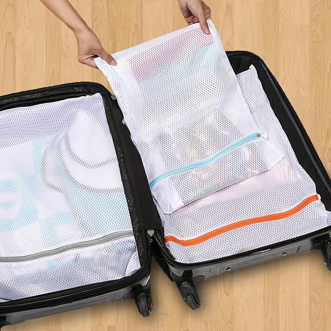 Polecasa 2Pcs 24 x 24 Inches Extra Durable 125g Diamond Mesh Laundry Bags with Sturdy Zipper for Delicates, Protect Clothes in Washing Machine, Laundry Room Essentials for College, Dorm (2 XL-Large)