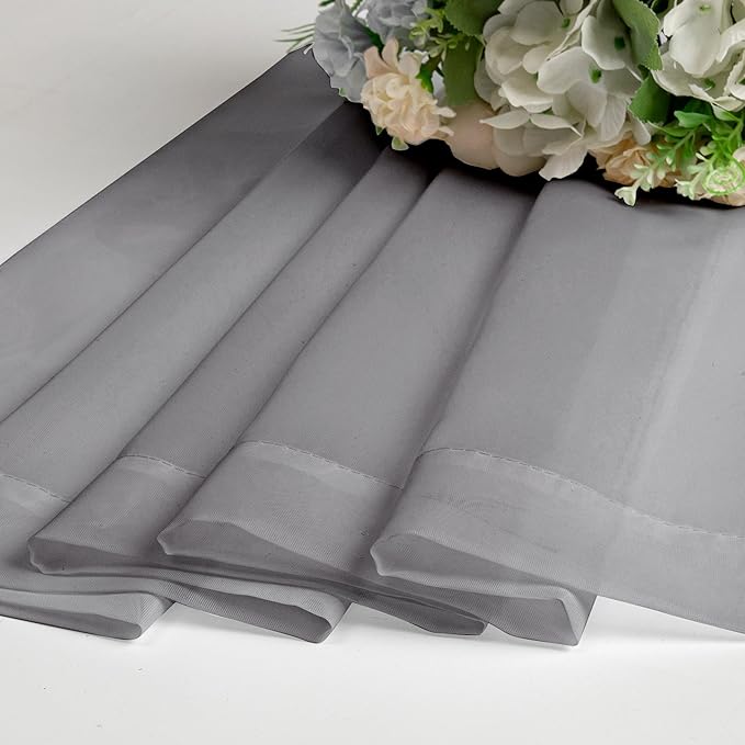 Chyhomenyc Sheer Grey Curtains 84 inches Long 2 Panels Set, Lightweight Solid Elegant Window Curtain Panels/Drapes/Treatment for Bedroom Living Room (42 X 84 Inches, Charcoal Grey)