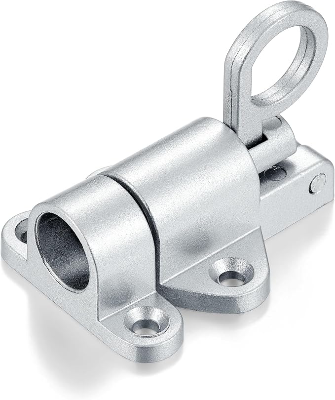 3 Packs Self-Closing Latches,Silver Gray Spring Door Lock,Resilient Bolt Latch Aluminum Alloy Safety Automatic Spring Barrel Slide Door Lock with Screws,Used for Gate,Window and Cabinet etc