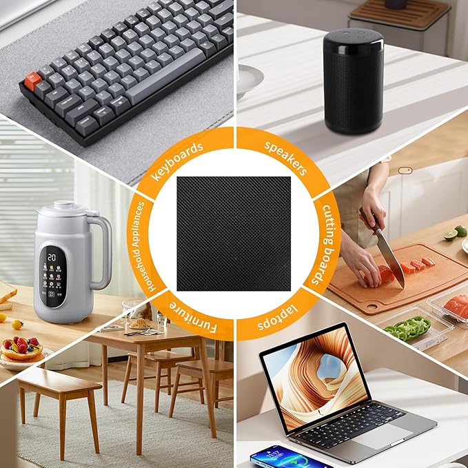 CHUNZEXI Non Slip Furniture Pads 12 PCS 4" x 1", Self Adhesive Rubber Grippers for Furniture Legs, Anti Skid Floor Protectors, Prevent Scratches & Sliding