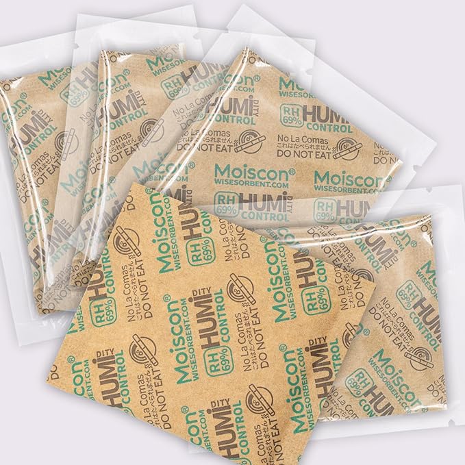 30 Pack 8 Gram 69% Two-Way Humidity Control Packs For Storing Up to 5 Items, Size 8 for Small Plastic Travel Case & Bags & Jars, 69 Humidity Pack Moisture Control Packets Individually Wrapped