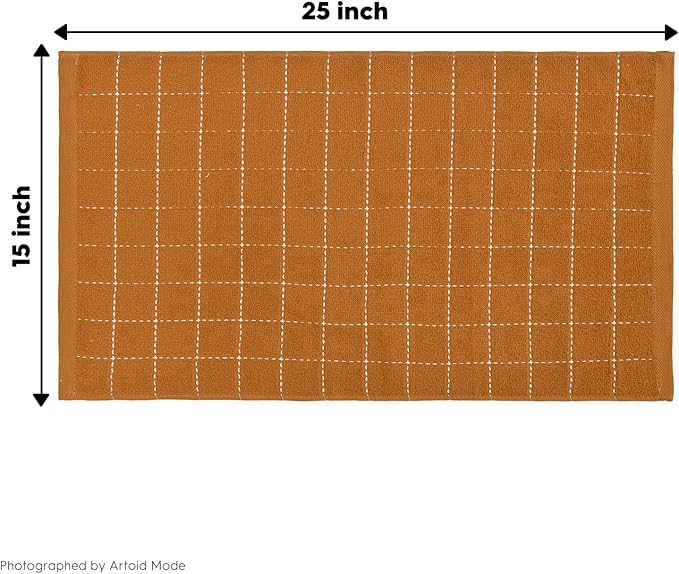Artoid Mode Checkered Designed Cotton Black Caramel Terry Kitchen Dish Towels, 15x25 Inch Soft Absorbent Quick Drying Cleaning Tea Towels Set of 4