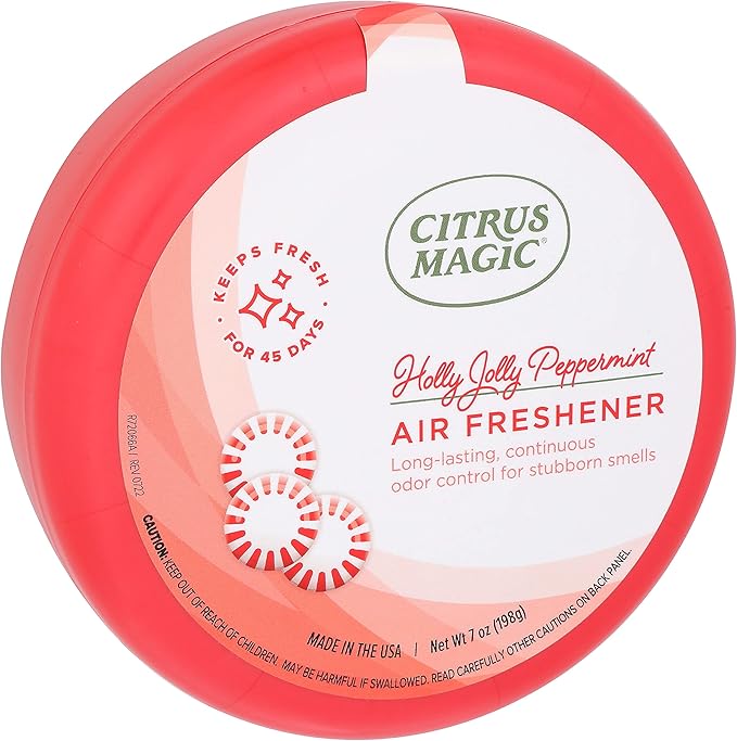 Citrus Magic Holiday Odor Absorbing Solid Air Freshener, Holly Jolly Peppermint, 7-Ounce