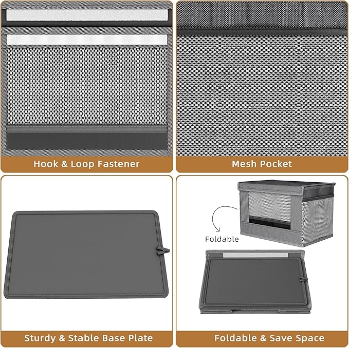 2 Pack Trash Bag Holder Dispenser, Oxford Cloth Garbage Bag Storage Organizer with Mesh Pockets, Foldable Kitchen Organizer Fits 13 Gallon Roll for Kitchen and Pantry(Small)