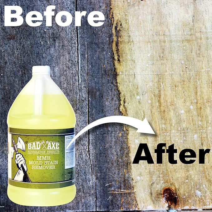 Bad Axe MMR Instant Mold Stain and Mildew Stain Remover - Professional Strength, Contractor Grade Cleaning Solution, Professional Quality Formula, Odor Removal, 1 Gallon (1)