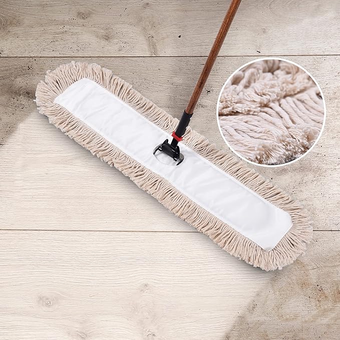 Matthew Cleaning 36'' Cotton Dust Mop Refill Washable Thick Tufted Replacement Heads for Residential & Commercial Use Fit All 36'' Dust Mop Frames, Hardwood, Laminate, Concrete Floors 12 Pack