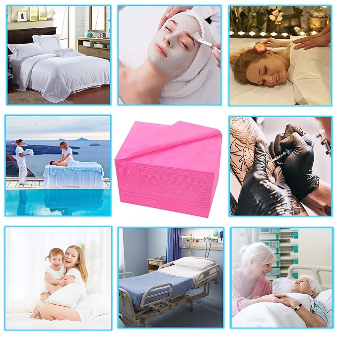 800 Pcs Disposable Bed Sheets 31" x 71" Massage Table Sheets Non Woven Fabric SPA Bed Cover Breathable for Massage Beauty Tattoos (800 Pcs Pink)