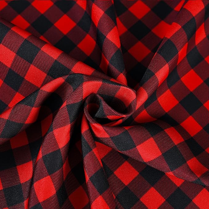 Classic Gingham Buffalo Xmas Tablecloth Fabric - Oblong 58x144 Inch Water Proof Checkered Table Cloth for Indoor Outdoor - Red Christmas Plaid Table Cover for Christmas, Holiday, New Year