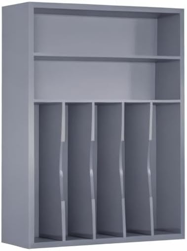 Utensil Organizer Silverware Drawer Organizer - 7 Slots Bamboo Utensil Tray Multifunctional Small Silverware Organizer for Kitchen Utensils, Garage Tools, Makeup Storage W13”x L17” (Grey)