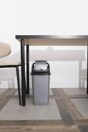 Superio Trash Can for Dorm Room with Lid 4.5 Gallon Plastic Garbage Can with Swing Top Lid, Medium Slim Waste Bin with Cover for Home, Kitchen, Office, Bedroom, Bathroom, College- 18 Qt (Dark Grey 2)