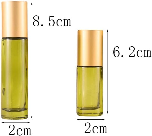 10 Pack Glass Roller Bottles for Essential Oils,5ml Green Roll On Bottles with Stainless Steel Roller Balls,Refillable Aromatherapy Massage Roll On Bottle Perfume Bottle for Travel