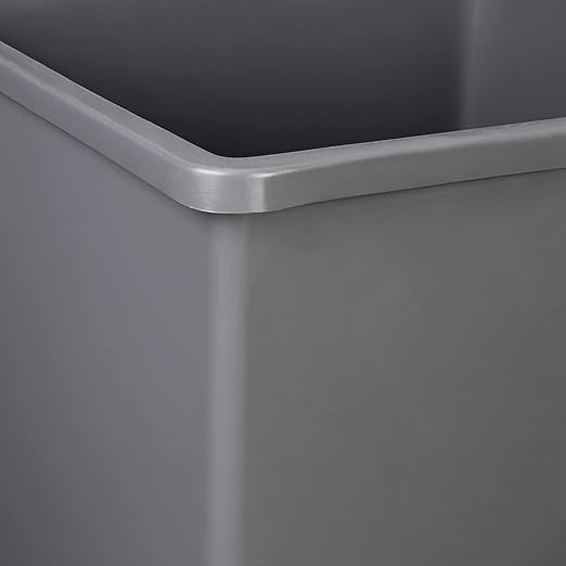 Amazon Basics Square Waste Container Open Top Wastebasket, Plastic Bins, 25 gallons, Grey, (Pack of 2)