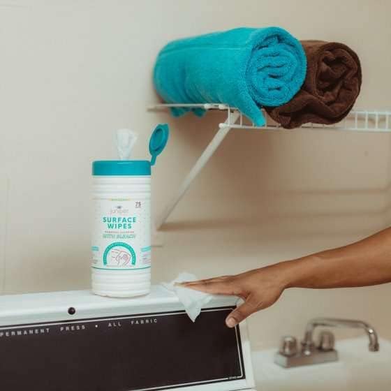 6 Pack Surface Cleaning Wipes with Bleach, All-Purpose Cleaner for Bathroom, Kitchen, Office, 450 Count Canister, Fresh Scent, 7.5" x 7" Sheet, Lint Free & Durable