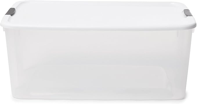 Sterilite 8-Pack Ultra Latching Box, Storage Bins with Lids, Clear Plastic, 116 Quart - Heavy-Duty Organizing Containers for Closet, Bathroom, and Office