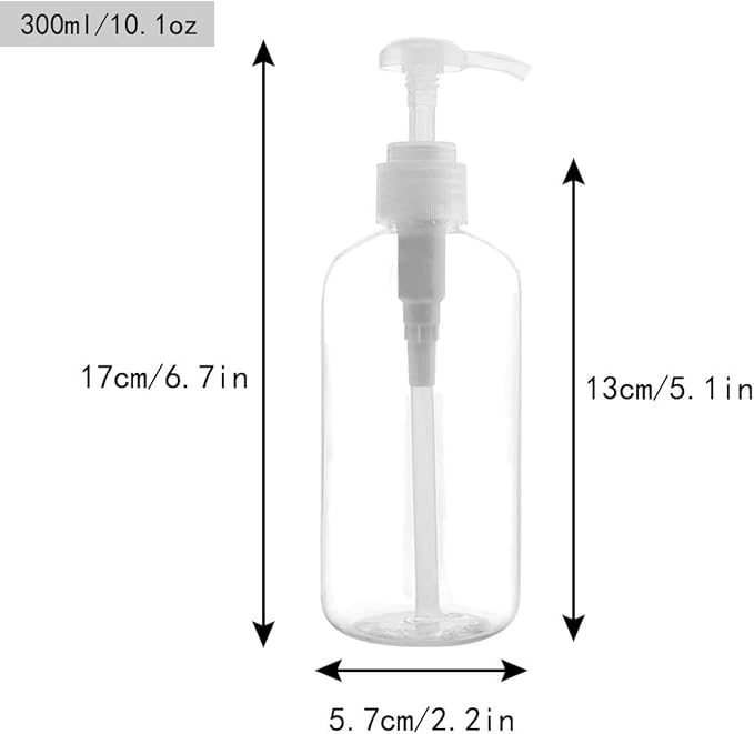 Yebeauty Soap Dispenser, 3 Pack 10oz/300ml Empty Refillable Pump Bottle Modern Liquid Plastic Shampoo and Conditioner Bottles Large Body Wash Dispenser for Shower, Clear