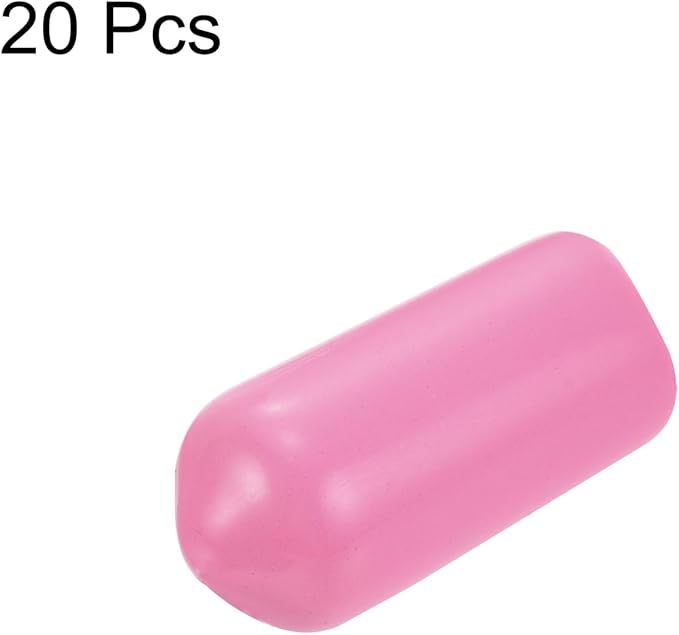 uxcell 20pcs Rubber End Caps 7mm ID Vinyl PVC Round Tube Bolt Cap Cover Screw Thread Protectors Pink