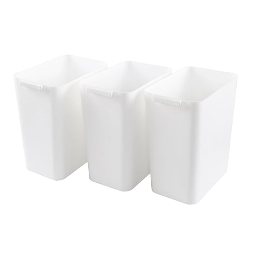 4.5 Gallon Deskside Plastic Wastebasket Rectangular, Open Garbage Container Basket for Office and Home, 3 Packs, White