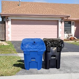 Outdoor Trash Can Cover Odor Eliminating Bag with Elastic Band Lemon Scented Durable 64 Gallon 3 Pack