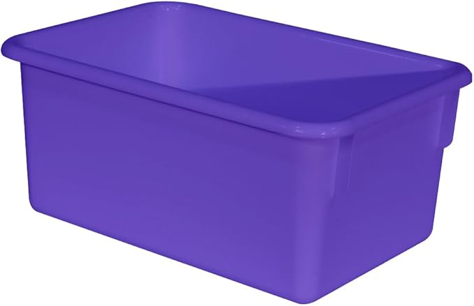 Wood Designs Cubby Storage Bin, Heavy Duty Plastic Containers for Kids Purple Cubby Tray Set of 12