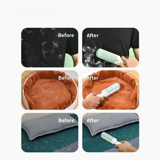 Dog Pet Hair Remover Roller - Reusable Lint Roller Pet Hair Removal Tool for Dog&Cats - Portable Sticky Lint Roller for Clothes, Couch, Bed, Car, Furniture – Travel-Friendly (Green/White)