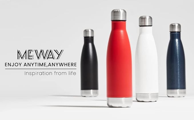 MEWAY 17oz Sport Water Bottle Vacuum Insulated Stainless Steel Leak-Proof Double Wall Cola Shape Water Bottle,Keep Drinks Hot & Cold(Red,1 Pack)