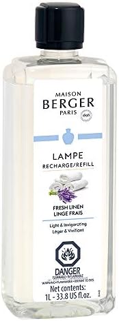 Fresh Linen - Lampe Berger Fragrance Refill for Home Fragrance Oil Diffuser - 33.8 Fluid Ounces - 1 Liter