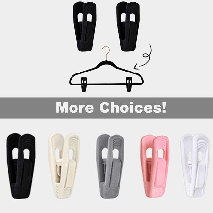 Black Velvet Hangers Clips (80-Pack), Non-Slip Strong Velvet Hangers Clips for Velvet Skirt Hangers, Velvet Pants Hanger Velvet Clips Fit for Thin Velvet Clothes Suit Hangers