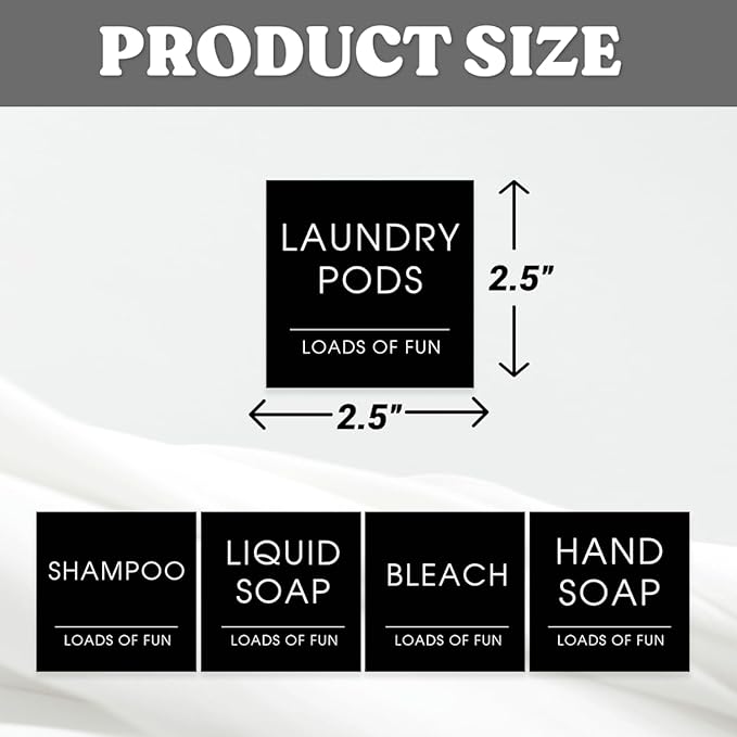 Modern Minimalist Laundry and Cleaning Sticker Labels for Home Organization 24Pcs Vinyl Label Pack Jars Bottles Storage Containers Stickers Bike Hat Bedroom